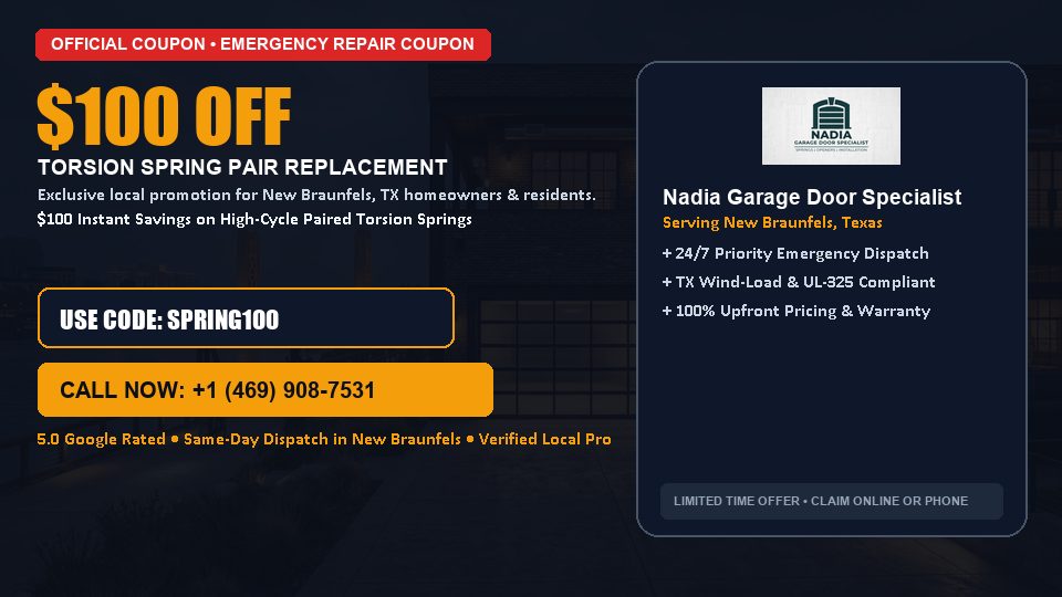Nadia Garage Door Specialist $100 OFF Dual Torsion Spring Replacement